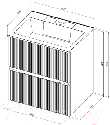 Тумба под умывальник Aquanet Джейн 60 / 313284