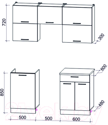 Кухонный гарнитур Интерлиния Мила Gloss 50-16 