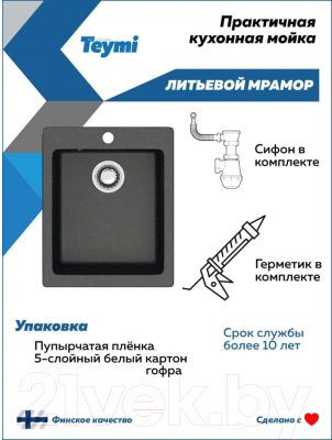 Мойка кухонная Teymi Helmi 50x42 / T120104