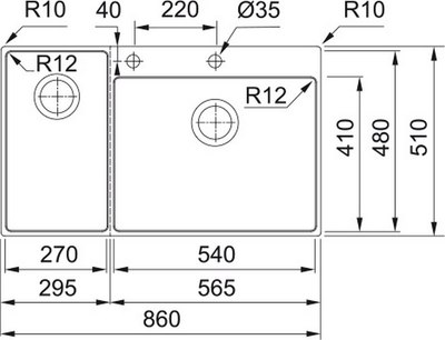 Мойка кухонная Franke Box Center BWX 220-54-27 TL
