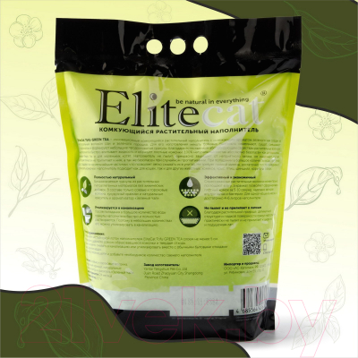 Наполнитель для туалета EliteCat Tofu Green Tea растительный / 6003/EC