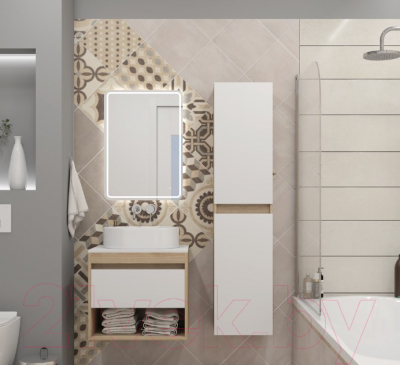 Шкаф-пенал для ванной Teymi Ritta / T60522 (дуб эврика/белый матовый)