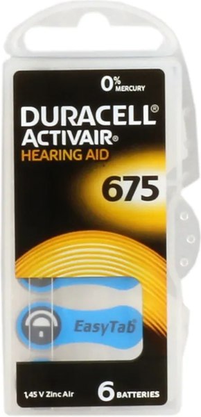 Комплект батареек Duracell 675 Activair Baterie DO APA.SLU 6BL - фото