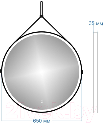 Зеркало Teymi Tiko D65 / T20903S (сенсор, черный кожаный ремень)