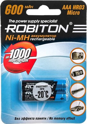 Комплект аккумуляторов Robiton 600MHAAA-2 BL2 - фото