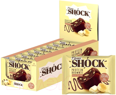 Набор протеинового печенья FitnesShock Shocks! Брауни Банановый - фото
