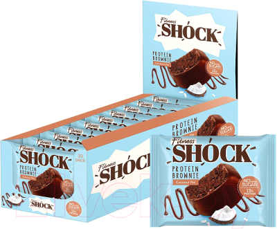 Набор протеинового печенья FitnesShock Shocks! Брауни Кокосовый пирог - фото