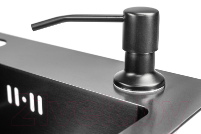 Мойка кухонная со смесителем Saniteco 5045 Nano + смеситель Spike (с сифоном, дозатором и коландером)