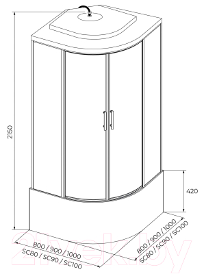Душевая кабина IVA 100x100x215 / SC100CT