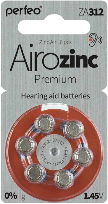 Комплект батареек Perfeo ZA312/6BL Airozinc Premium - фото