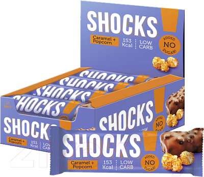Набор протеиновых батончиков FitnesShock Shaker Карамельный попкорн - фото