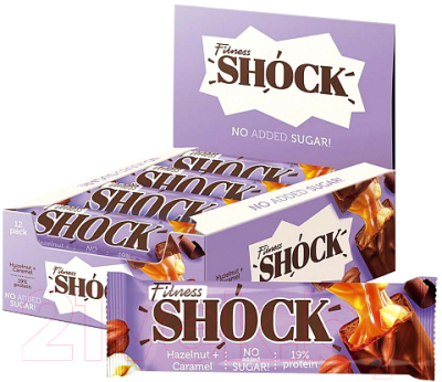 Набор протеиновых батончиков FitnesShock Шоколадная карамель-фундук - фото