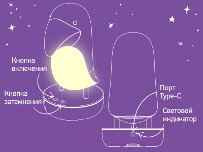 Ночник ROXY-KIDS Тукан / RTCN-001-W