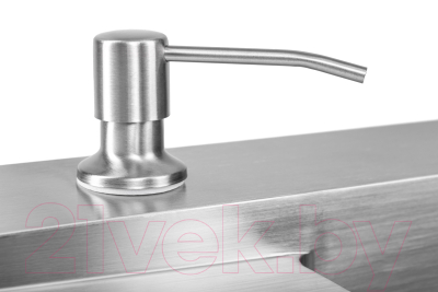 Мойка кухонная со смесителем Saniteco 6550-R + Spike F9S07011 (сатин, с сифоном, дозатором и коландером)