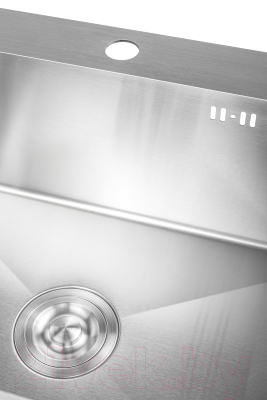 Мойка кухонная со смесителем Saniteco 6045 + Spike F9S07011 (сатин, с сифоном, дозатором и коландером)