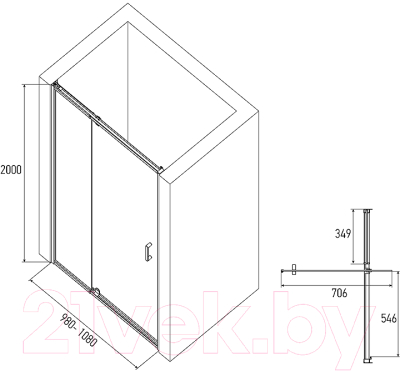 Душевая дверь Alex Baitler AB74B100