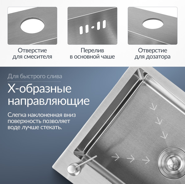 Мойка кухонная со смесителем Saniteco 6045 + Spike F9S07000