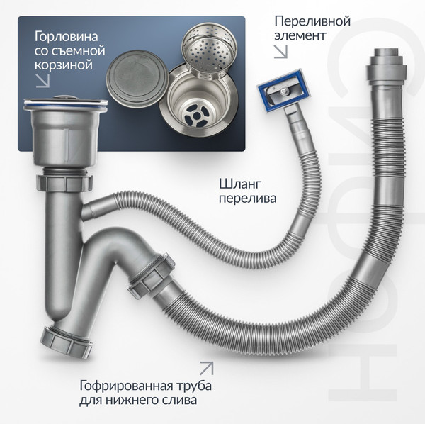 Мойка кухонная со смесителем Saniteco 6045 + Spike F9S07000