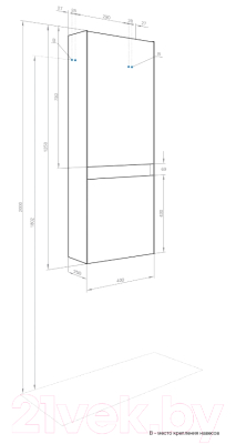 Шкаф-полупенал для ванной Акватон Форест / 1A278603FR9C0