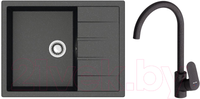 Мойка кухонная со смесителем Berge BR-6502 + Like F8007122 - фото