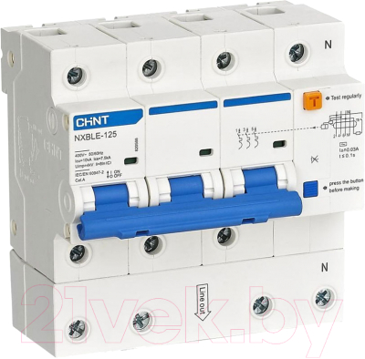 Дифференциальный автомат Chint NXBLE-125 3P+N 80A C 30mA / 820586 - фото