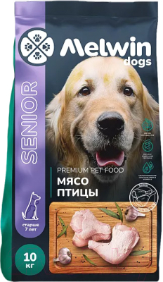 Сухой корм для собак Melwin Для собак старше 7 лет с мясом птицы - фото