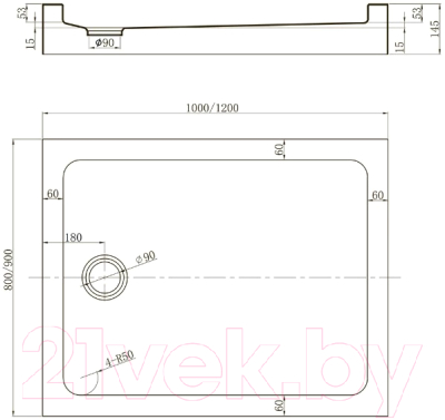 Душевой поддон Veconi TZ-54 / TZ54-12090-С5