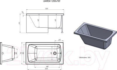 Ванна акриловая Alex Baitler Garda 120x70