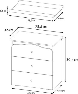 Комод пеленальный Polini Kids Simple с пеленальной доской Звезды / 0002783.9