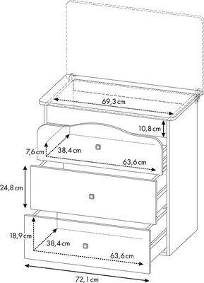 Комод пеленальный Polini Kids Simple с пеленальной доской Звезды / 0002783.9