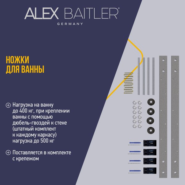 Ножки опорные Alex Baitler Эконом для прямоугольных ванн