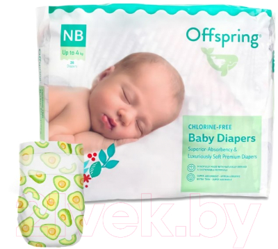 Подгузники детские Offspring NB 2-4кг Авокадо / OF01NB26AVO