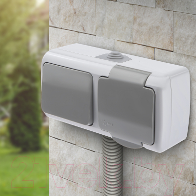 Блок выключатель+розетка INTRO Atlantic 5-701-03 / Б0050947