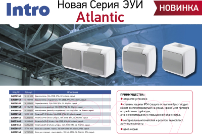 Блок выключатель+розетка INTRO Atlantic 5-702-03 / Б0050948