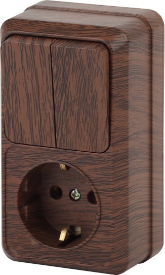 Блок выключатель+розетка INTRO Quadro 2-706-10 / Б0053895 - фото