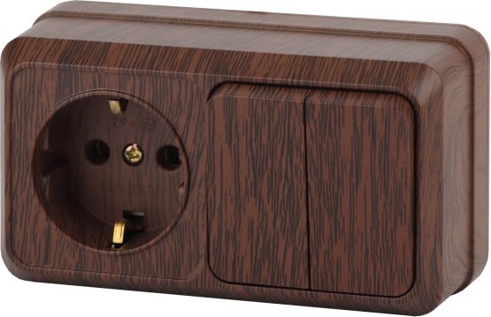 Блок выключатель+розетка INTRO Quadro 2-702-10 / Б0053877 - фото