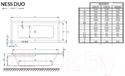 Ванна акриловая Excellent Ness Duo 170x75