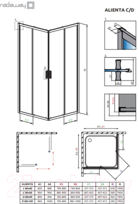 Душевой уголок Radaway Alienta Black D 80x100x190 / 10258010-54-01
