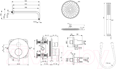 Душевая система со смесителем Ideal Standard Ceraline Black 6в1 SetA6939XG-4