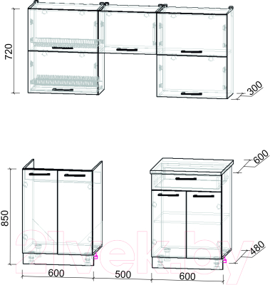 Кухонный гарнитур Интерлиния Мила Gloss 50-17