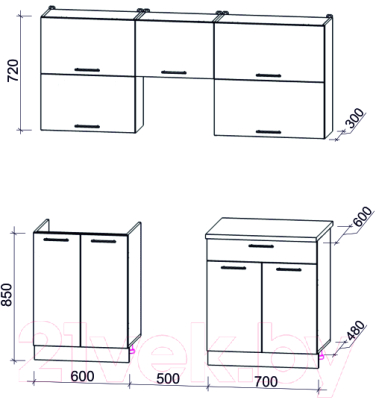 Кухонный гарнитур Интерлиния Мила Gloss 50-18