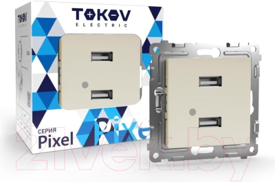 Розетка Tokov Electric Pixel TKE-PX-2USB-C02