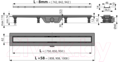Трап для душа Alcadrain APZ19-750