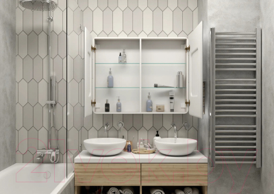 Шкаф с зеркалом для ванной Континент Elliott Led 100x80