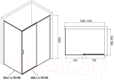 Душевая стенка Alex Baitler 100x200 / SG64B100
