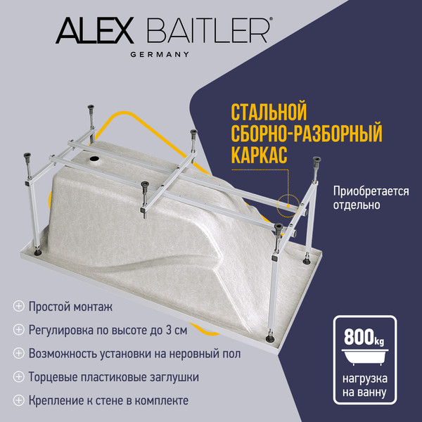 Ванна акриловая Alex Baitler Madin 170x75