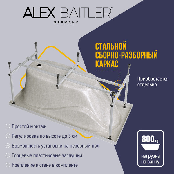 Ванна акриловая Alex Baitler Nemi 150x70