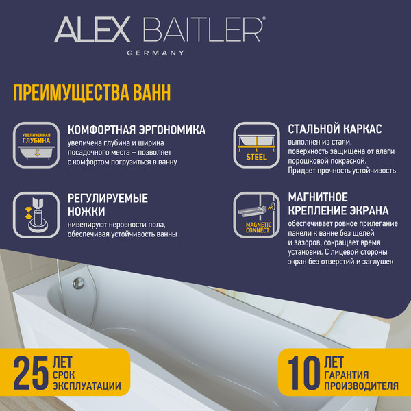 Ванна акриловая Alex Baitler Victoria 170x70