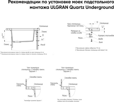 Мойка кухонная Ulgran Quartz Underground 500