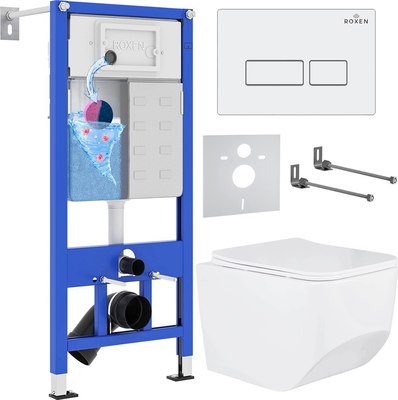 Унитаз подвесной с инсталляцией Roxen StounFix Dual Fresh 577353 - фото